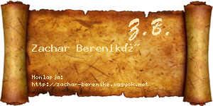 Zachar Bereniké névjegykártya